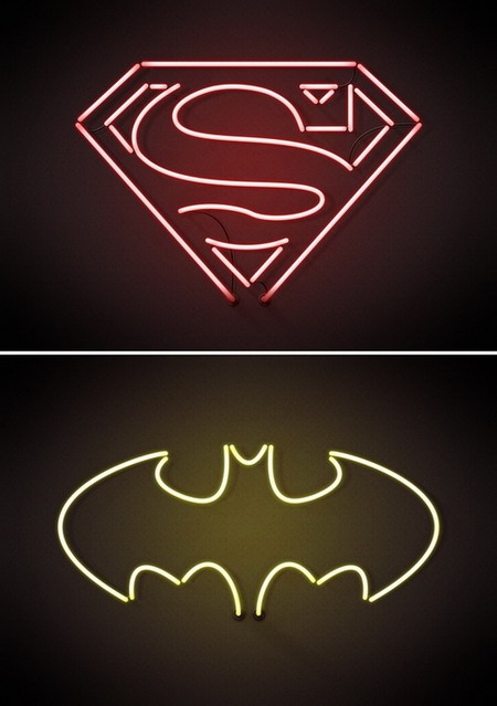 neon tattoo signs. Neon superhero signs