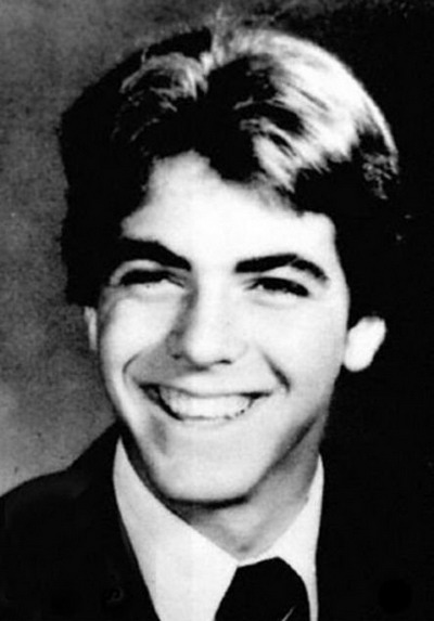 Young George Clooney before he was famous yearbook picture