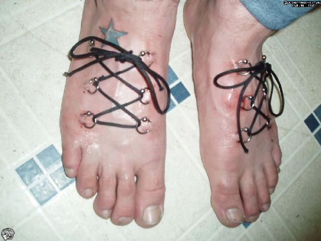 Shoe laces piercing