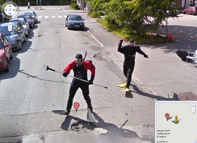 Scuba divers on Google Street View in Norway