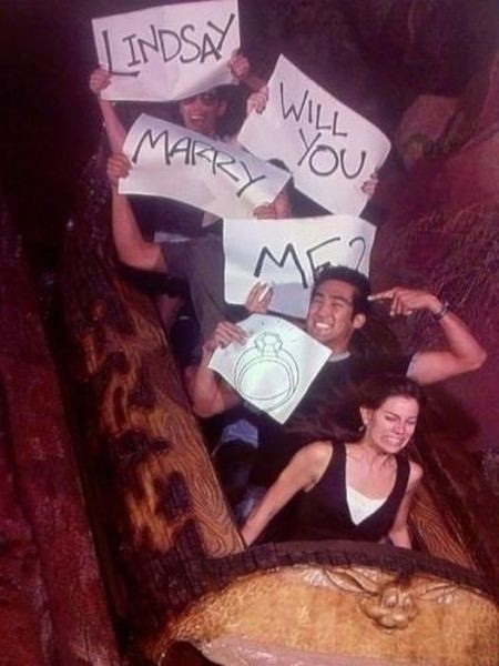 Roller coaster marriage proposal