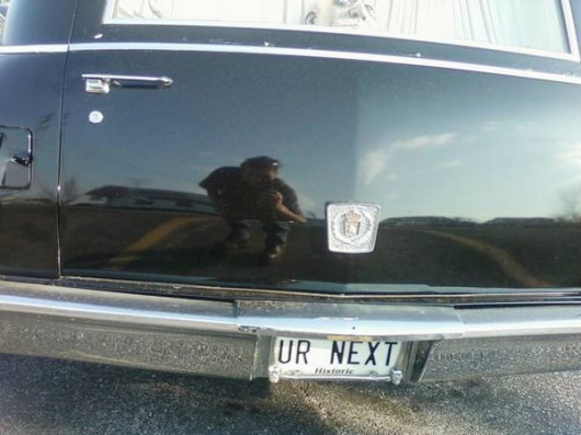 URNEXT license plate hearse