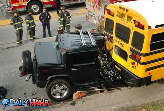 Hummer / school bus accident