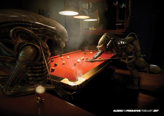 Aliens vs. Predator Playing Pool
