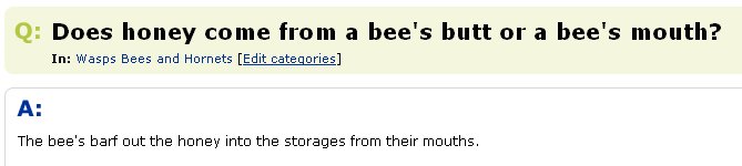 Does honey come from a bee's butt or a bee's mouth?