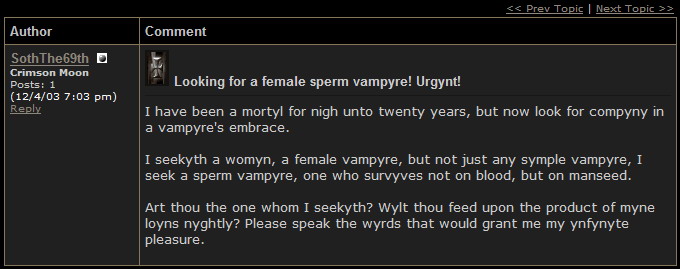 Looking for a female sperm vampyre