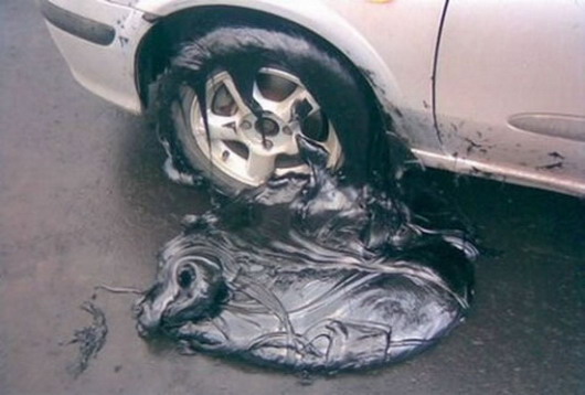 Melted tire