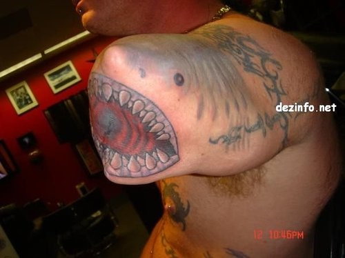 tattoos on boobs. Awesome shark tattoo