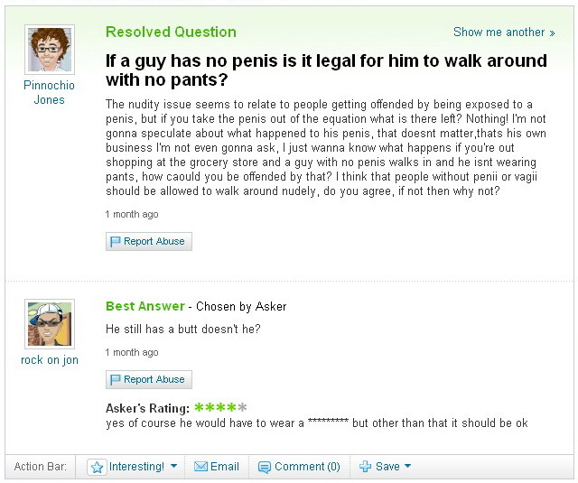 funny question of the day. funny, question, yahoo answers