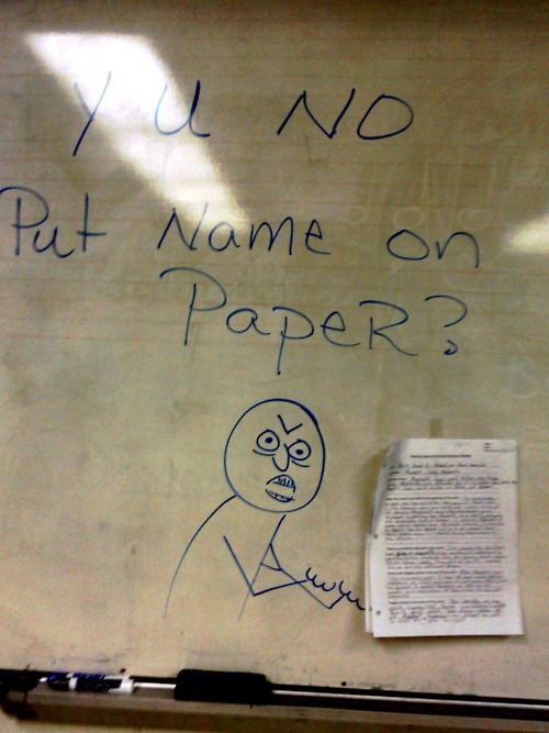 Y U NO put name on the paper?