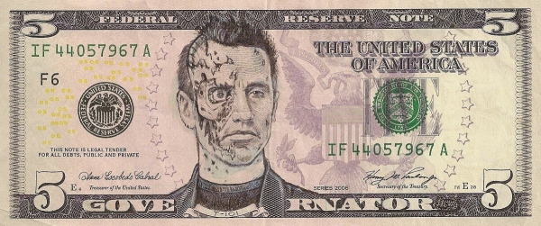Arnold Schwarzenegger - Governator dollar bill