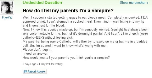 How do I tell my parents I'm a vampire?