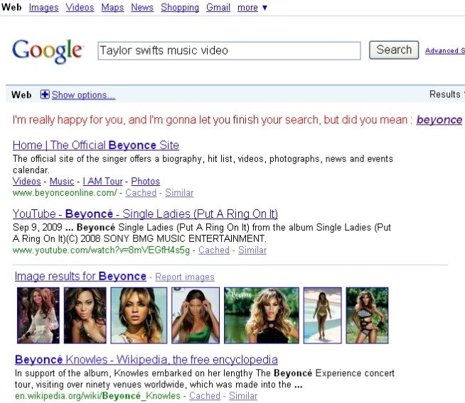 Taylor Swift on Google. Sunday, September 20, 2009