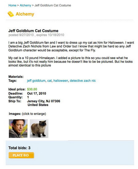 Jeff Goldblum Cat Costume