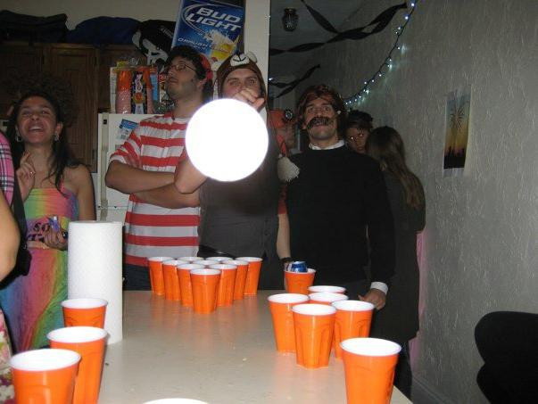 Cugar Guy bombing a beer pong picture