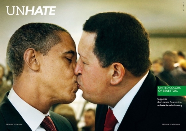 Barack Obama and Hugo Chaves kiss