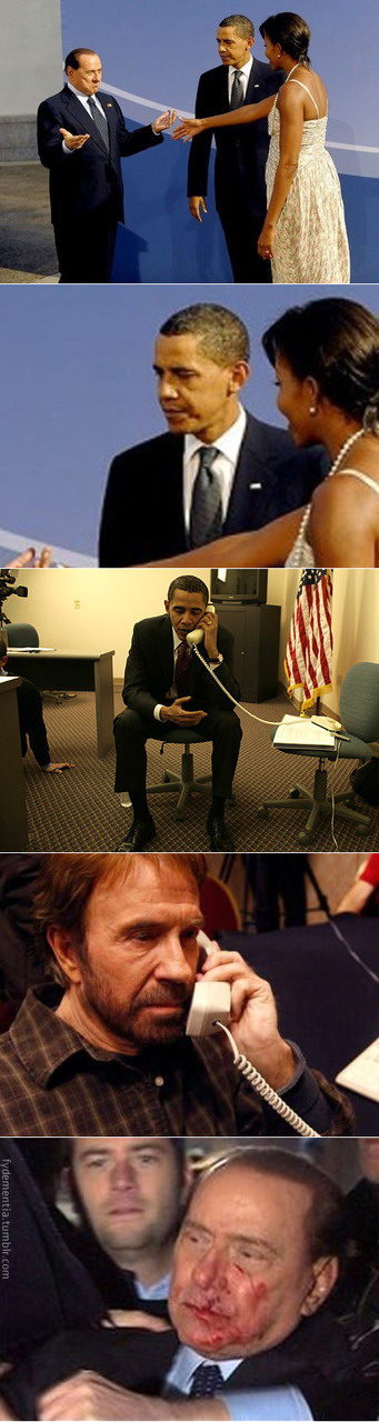 Obama-Chuck Norris-Silvio Berlusconi