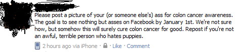 Facebook colon cancer awareness campaign
