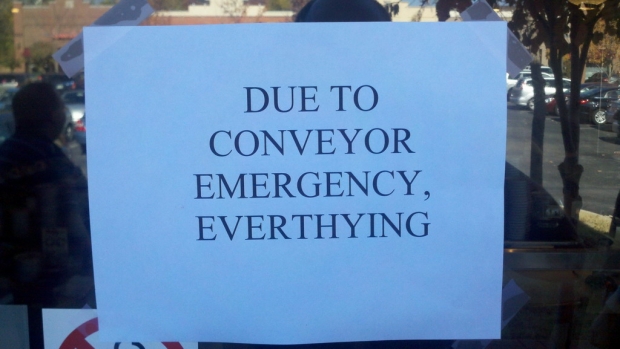 Due to conveyor emergency, everything